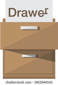 The paper got out of the drawer, article of drawer written in the paper, vectorial work.