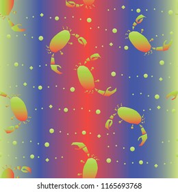 Paper gradient application with vibrant crabs for wrapping, craft, textile, fabric
