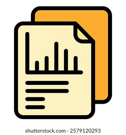 Paper graph icon outline vector. Business chart. Growth diagram color flat