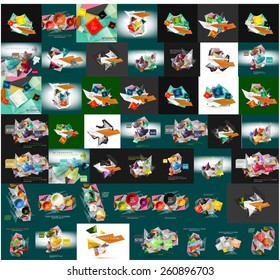 Paper graphic banners set, mega collection. Modern universal layouts