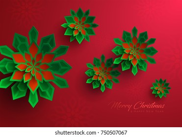 Paper graphic of Christmas snowflakes. Christmas decoration.