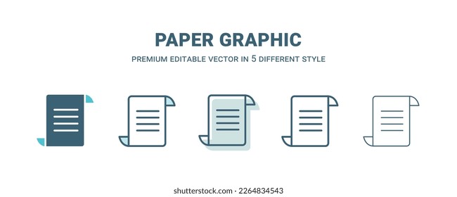 paper graphic icon in 5 different style. Outline, filled, two color, thin paper graphic icon isolated on white background. Editable vector can be used web and mobile
