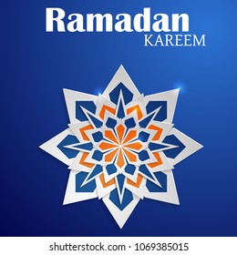 Paper graphic of islamic crescent moon. Islamic decoration. Ramadan Kareem - Glorious month of Muslim year.