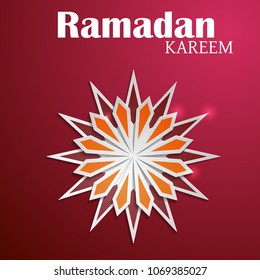 Paper graphic of islamic crescent moon. Islamic decoration. Ramadan Kareem - Glorious month of Muslim year.