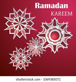 Paper graphic of islamic crescent moon. Islamic decoration. Ramadan Kareem - Glorious month of Muslim year.
