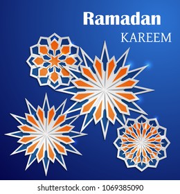 Paper graphic of islamic crescent moon. Islamic decoration. Ramadan Kareem - Glorious month of Muslim year.