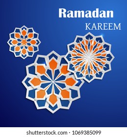 Paper graphic of islamic crescent moon. Islamic decoration. Ramadan Kareem - Glorious month of Muslim year.