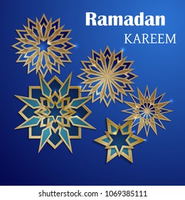 Paper graphic of islamic crescent moon. Islamic decoration. Ramadan Kareem - Glorious month of Muslim year.