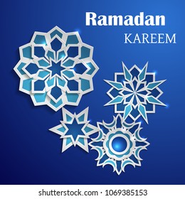 Paper graphic of islamic crescent moon. Islamic decoration. Ramadan Kareem - Glorious month of Muslim year.