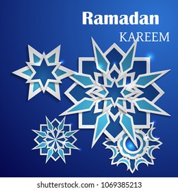 Paper graphic of islamic crescent moon. Islamic decoration. Ramadan Kareem - Glorious month of Muslim year.