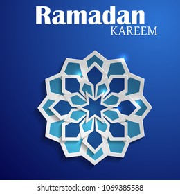 Paper graphic of islamic crescent moon. Islamic decoration. Ramadan Kareem - Glorious month of Muslim year.