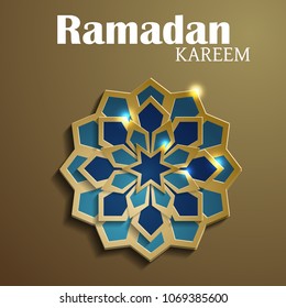 Paper graphic of islamic crescent moon. Islamic decoration. Ramadan Kareem - Glorious month of Muslim year.