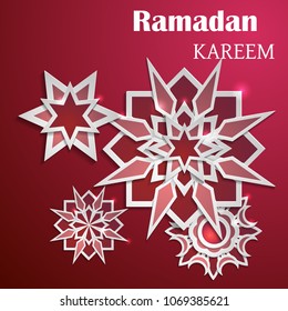 Paper graphic of islamic crescent moon. Islamic decoration. Ramadan Kareem - Glorious month of Muslim year.