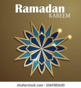 Paper graphic of islamic crescent moon. Islamic decoration. Ramadan Kareem - Glorious month of Muslim year.
