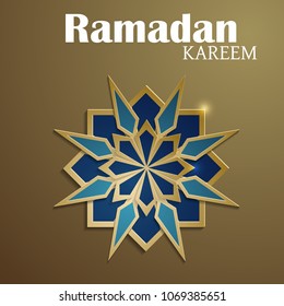 Paper graphic of islamic crescent moon. Islamic decoration. Ramadan Kareem - Glorious month of Muslim year.