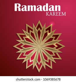 Paper graphic of islamic crescent moon. Islamic decoration. Ramadan Kareem - Glorious month of Muslim year.