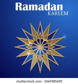 Paper graphic of islamic crescent moon. Islamic decoration. Ramadan Kareem - Glorious month of Muslim year.