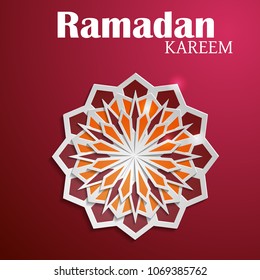 Paper graphic of islamic crescent moon. Islamic decoration. Ramadan Kareem - Glorious month of Muslim year.