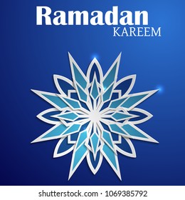 Paper graphic of islamic crescent moon. Islamic decoration. Ramadan Kareem - Glorious month of Muslim year.