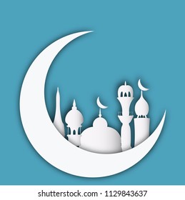 Paper graphic of islamic crescent moon vector
