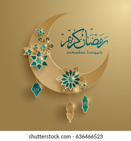 Papel gráfico da lua crescente islâmica. Decoração islâmica. Ramadan Kareem - Mês glorioso do ano muçulmano.