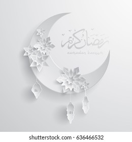 Paper graphic of islamic crescent moon. Islamic decoration. Ramadan Kareem - Glorious month of Muslim year.