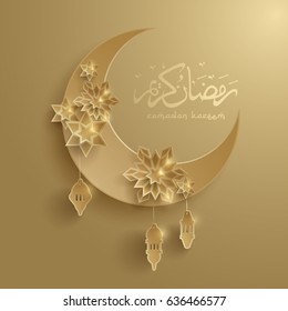 Paper graphic of islamic crescent moon. Islamic decoration. Ramadan Kareem - Glorious month of Muslim year.