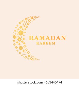 Paper graphic of islamic crescent moon. Islamic decoration. Ramadan Kareem - Glorious month of Muslim year.