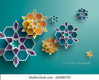 Paper graphic of islamic geometric art. Islamic decoration. 