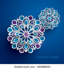 Paper graphic of islamic geometric art. Islamic decoration. Ramadan Kareem is the name of the glorious month of Ramadan.