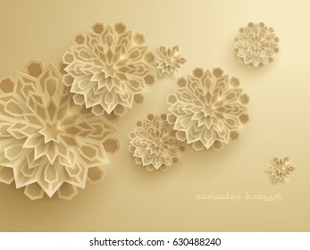 Paper graphic of islamic geometric art. Islamic decoration. Ramadan Kareem is the name of the glorious month of Ramadan.