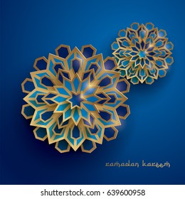 Paper graphic of islamic geometric art. Islamic decoration. Ramadan Kareem is the name of the glorious month of Ramadan.