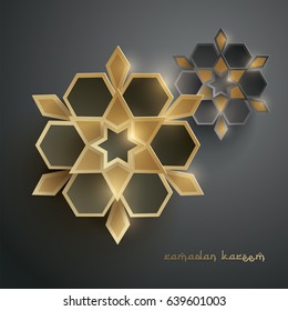 Paper graphic of islamic geometric art. Islamic decoration. Ramadan Kareem is the name of the glorious month of Ramadan.