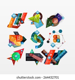 Paper graphics infographic web layouts with sample text