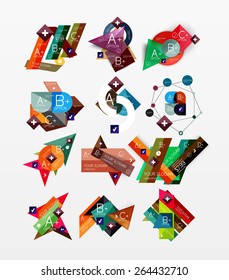 Paper graphics infographic web layouts with sample text