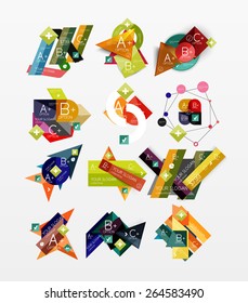 Diseño web de infografía de gráficos de papel con texto de ejemplo