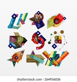 Paper graphics infographic web layouts with sample text