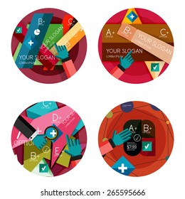Paper graphics infographic web layouts with sample text