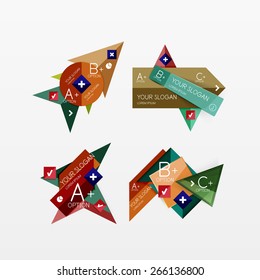 Paper graphics infographic web layouts with sample text