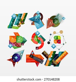 Paper graphics infographic web layouts with sample text