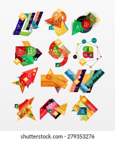 Paper graphics infographic web layouts with sample text