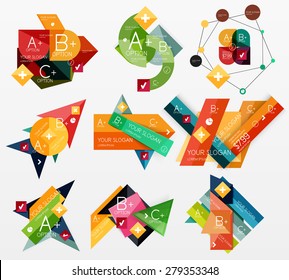 Paper graphics infographic web layouts with sample text