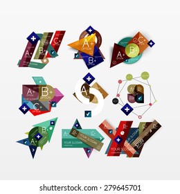 Paper graphics infographic web layouts with sample text