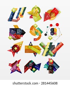 Paper graphics infographic web layouts with sample text