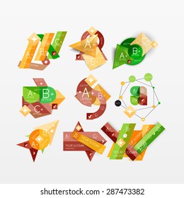 Diseño web de infografía de gráficos de papel con texto de ejemplo