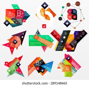 Diseño web de infografía de gráficos de papel con texto de ejemplo