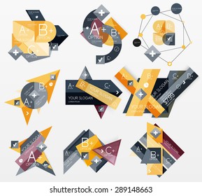 Paper graphics infographic web layouts with sample text