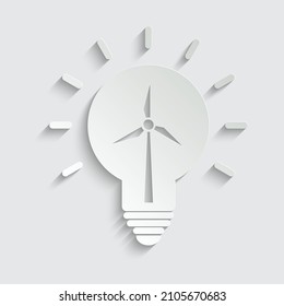 paper green energy, renewable,  clean energy icon vector wind turbine and eco light bulb icon
