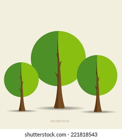 Paper green tree, vector illustration.