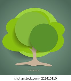 Árbol verde de papel, ilustración vectorial.